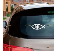 Coat of Arms of Germany German Flag Jesus Fish Cross Car Sticker Decal Vinyl - 2 Pack White 10.2cm - for Car Boat Laptop Cup No Background Die-Cut