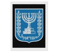 Coat of Arms of Israel Printed Diamond Art Painting for Adults Vertical Round Full Drill Paint Kit Home Decor