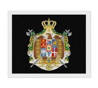 Coat of Arms of Kingdom of Italy Diamond DIY Painting Kits Horizontal Round Full Drill Digital Art Craft for Home Office Wall Decor 16"x20"