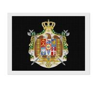 Coat of Arms of Kingdom of Italy Diamond DIY Painting Kits Horizontal Round Full Drill Digital Art Craft for Home Office Wall Decor 12"x16"