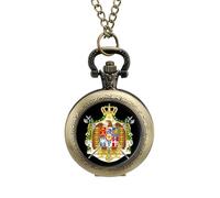 Coat of Arms of Kingdom of Italy Men's Pocket & Fob Watches Analogue Display Quartz Watch with Chain for Birthday Christmas Father's Day Coppery-Style