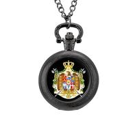 Coat of Arms of Kingdom of Italy Men's Pocket & Fob Watches Analogue Display Quartz Watch with Chain for Birthday Christmas Father's Day Black-Style