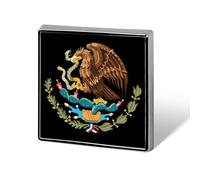 Coat of Arms of Mexico Novelty Brooches & Pins Square Personalised Metal Lapel Badge with Butterfly Clutch Clasp