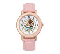 Coat of Arms of Mexico Women's Wrist Watch Easy Reader with Leather Strap Analog Display Wonderful Ladies Gifts