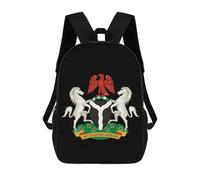 Coat of Arms of Nigeria Printed 17 Inch Daypack Unisex Shoulder Backpacks Travel Laptop Backpack for Women Men