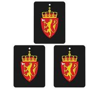 Coat of Arms of Norway Hanging Car Air Fresheners 3Pcs Aromatherapy Tablets Automotive Fragrance Scented Card Decor Square