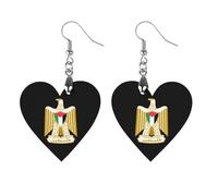 Coat of Arms of Palestine Round Wooden Earrings Boho Drop Pendant Fashion Gifts for Women