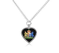 Coat of Arms of Queen Camilla Urn Necklace for Ashes Pet Dog Cat Cremation Jewellery Alloy Memorial Keepsake Pendant