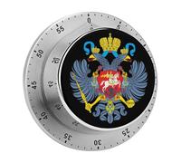 Coat of Arms of Russia 60 Minutes Wind Up Kitchen Timer Stainless Steel Countdown Mechanical Alarm for Cooking Workout