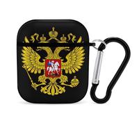 Coat of Arms of Russia Funny Case Cover Compatible for AirPods 1 & 2 Earbuds Protective Hard Cover with Keychain