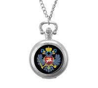 Coat of Arms of Russia Men's Pocket & Fob Watches Silent Ticking Quartz Alloy Chain Watch for Daily Use Silver-Style