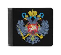 Coat of Arms of Russia Slim Leather Men's Wallets with 6 Card Holders Minimalist Billfold Travel Purse