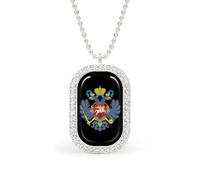 Coat of Arms of Russia Women's Alloy Long Necklaces Square Pendant Ladies Diamond Necklace Jewelry Gift Silver-style