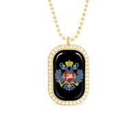 Coat of Arms of Russia Women's Alloy Long Necklaces Square Pendant Ladies Diamond Necklace Jewelry Gift Golden-style