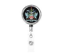 Coat of Arms of Saint Kitts and Nevis Heavy Duty Metal Badge Holder Reel, Retractable Badge Holder with Belt Clip for Key Name Card Holder Employee Teacher