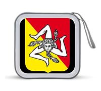 Coat of Arms of Sicilian CD Holder Case 40 Capacity Plastic DVD Wallet Zippered Storage Sleeves Hard Box
