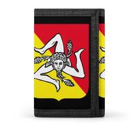 Coat of Arms of Sicilian Men's Wallets Trifold Women Purse with Coin Pocket 8 Card Slots Keyring Photo Window