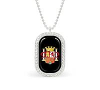 Coat of Arms of Spain Custom Necklace for Women Rectangle Pendant Necklaces Fashion Jewelry Gifts Gold Silver