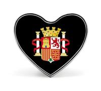 Coat of Arms of Spain Printed Heart Brooches Colorful Fashion Pins Badge for Backpacks Shirts Scarf