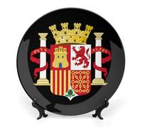 Coat of Arms of Spain Trendy Bone China Decorative Plate with Display Stand Ceramic Decor Plate Art Crafts 6inch