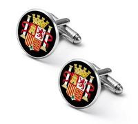 Coat of Arms of Spain Trendy Shirt Cufflinks for Men Silver Cuff Links Dress Shirts Wedding Office