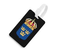 Coat of Arms of Sweden Luggage Tags Business Card Holder Personalized Baggage Identifier Travel Essentials for Suitcases Backpacks