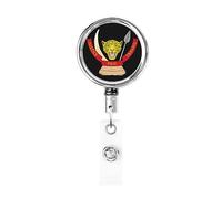 Coat of Arms of The Democratic Republic of The Congo Heavy Duty Metal Badge Holder Reel, Retractable Badge Holder with Belt Clip for Key Name Card Holder Employee Teacher