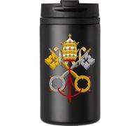 Coat of Arms of The Holy See and Vatican City Coffee Cup Travel Mug for Hot & Cold Drinks Double Walled Thermal Mug with Leakproof Lid Black