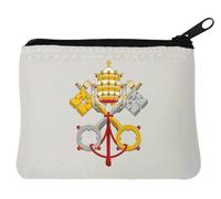 Coat of Arms of The Holy See and Vatican City Neoprene Coin Purse Pouch 10x11cm White