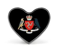 Coat of Arms of The Isle of Man Heart Metal Badges Decorative Brooches Fashionable Lapel Pin for Hat Backpack Clothing