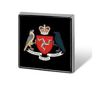 Coat of Arms of The Isle of Man Square Metal Badges Decorative Brooches Fashionable Lapel Pin for Hat Backpack Clothing