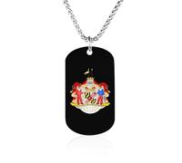 Coat of Arms of The State of Maryland Memory Necklace Jewelry Hip Hop Chain Pendant Statement Necklaces for Men Women 23.6in（60cm）