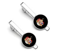 Coat of Arms of The State of Maryland Men's Round Metal Tie Clip 1Pair Classic Tie Bar Jewelry Gift for Daily Business Anniversary