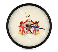 Coat of Arms of The State of Maryland Simple Wall Clock Silent Non Ticking Round Clocks for Office Home Kitchen Living Room