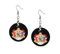 Coat of Arms of The State of Maryland Women's Drop Earrings Wooden Dangle Pendant with Stud Hoop Jewellery Gifts