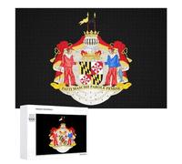 Coat of Arms of The State of Maryland Wooden Puzzle Letter on Back Adults Difficult Jigsaw Puzzles for Home Decor Birthday Gift