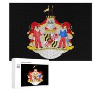 Coat of Arms of The State of Maryland Wooden Puzzle Letter on Back Adults Difficult Jigsaw Puzzles for Home Decor Birthday Gift