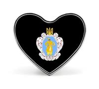 Coat of Arms of The Ukrainian State Heart Shape Brooches Pins Lightweight Metal Lapel Pin Memorial Badges Jewelry Gift