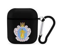 Coat of Arms of The Ukrainian State Stylish Case Cover Compatible with AirPods 1&2 Hard PC Protector with Keychain