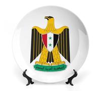 Coat of Arms of The United Arab Republic Personalized Bone China Decorative Plate Ceramic Decorative Plates with Display Stand for Home Office Decor