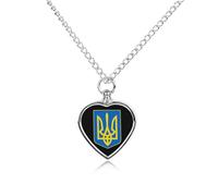Coat of Arms of Ukraine Urn Necklace for Ashes Pet Dog Cat Cremation Jewellery Alloy Memorial Keepsake Pendant