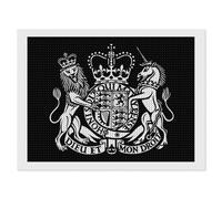 Coat of Arms of United Kingdom Diamond DIY Painting Kits Horizontal Round Full Drill Digital Art Craft for Home Office Wall Decor 12"x16"