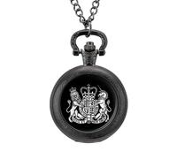 Coat of Arms of United Kingdom Men's Pocket & Fob Watches Analogue Display Quartz Watch with Chain for Birthday Christmas Father's Day Black-Style