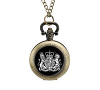 Coat of Arms of United Kingdom Men's Pocket & Fob Watches Analogue Display Quartz Watch with Chain for Birthday Christmas Father's Day Coppery-Style