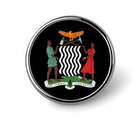 Coat of Arms of Zambia Round Lapel Pin Button Brooch Tie Badge Elegant Hat Clothing Jewelry Accessories