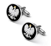 Coat of Arms Polska Poland Eagle Round Cufflinks for Men Classic Cuff Links Jewellery for Wedding Business Party