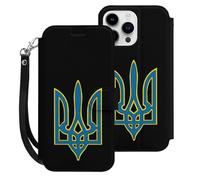 Coat of Arms Ukraine Ukrainians Cell Phone Front Flip Case Compatible with iPhone 15/15 Plus/15 Pro/15 Pro Max Soft Protective Shell