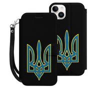Coat of Arms Ukraine Ukrainians Cell Phone Front Flip Case Compatible with iPhone 15/15 Plus/15 Pro/15 Pro Max Soft Protective Shell