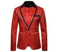 Coat Party Fit Suit Charm Sequin One Casual Men's Button Top Men's Coats Portly Mens Suits Red