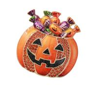 Coat Pin Halloween Pumpkin Brooch, Glitter Finish Stone Candy Bucket Accessory for Lapels Bags Costumes Parties, Approx 1.8 in Pumpkin Brooch Lapel Pin Candy Bucket Fall Outfit Accessory Festive Coat